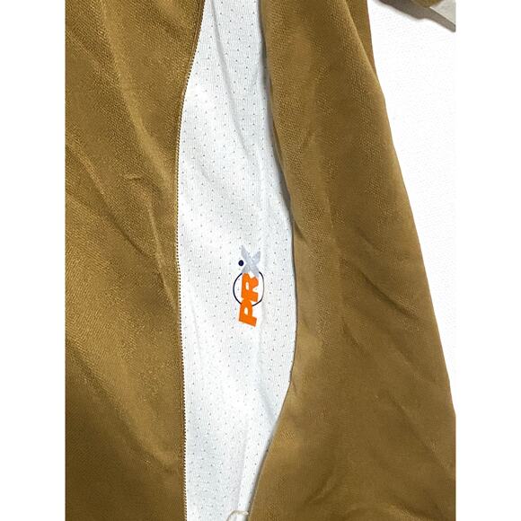 PRX Performance Womens Small Polo Shirt Tan White Orange Back Pocket Polyester - Picture 3 of 8